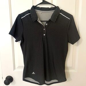 Adidas Black and White Polka Dot Polo Golf Shirt- size